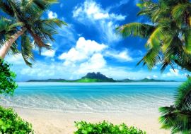 Фреска Пляж, пальмы, море